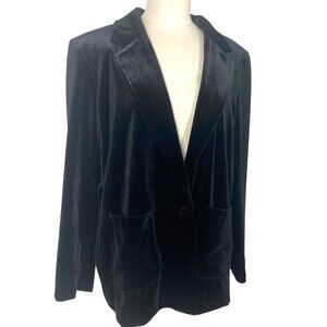 Vintage DKNY Black Velvet Blazer Jacket Womens Large Oversized Whimsigoth Grunge